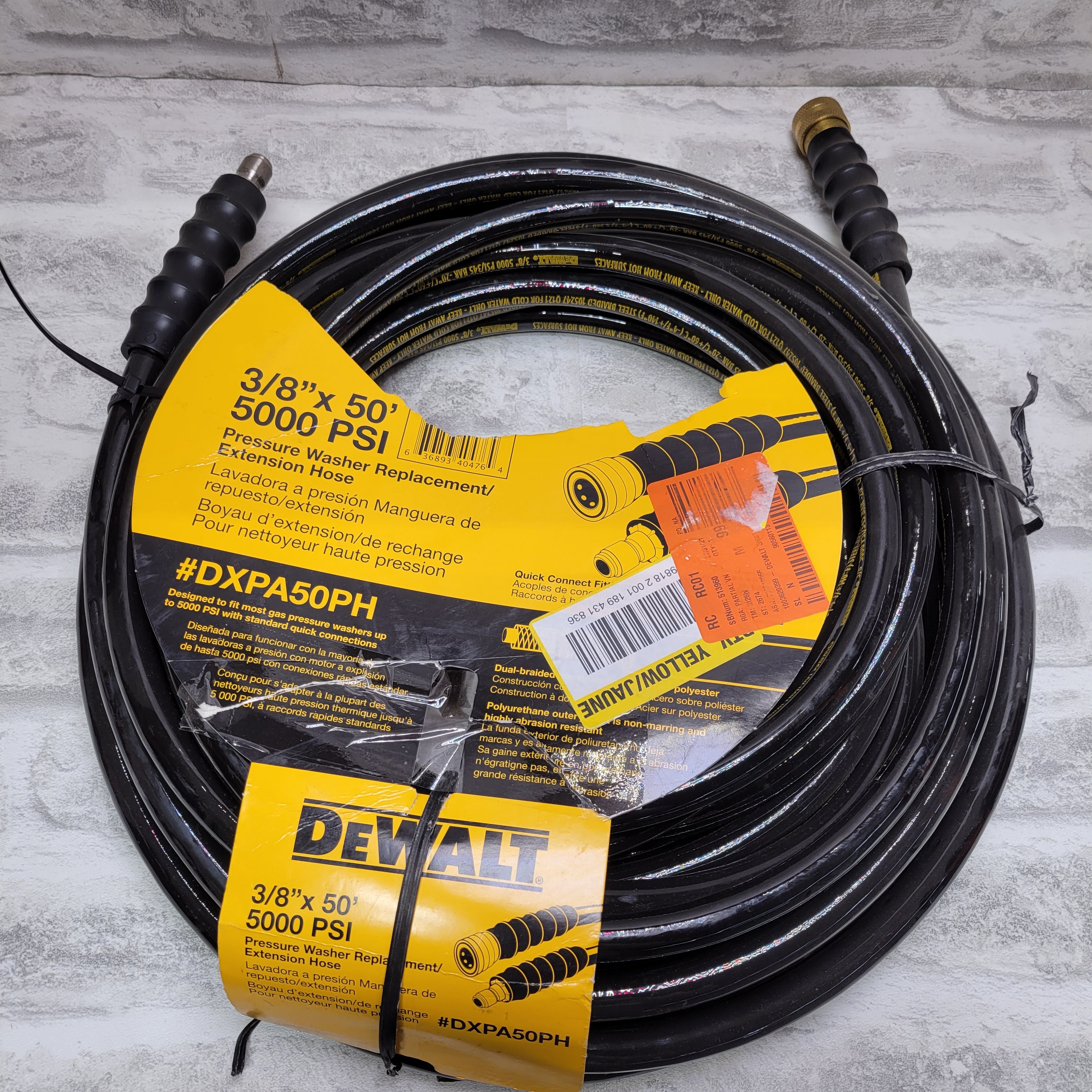 DEWALT 3/8 in. x 50 ft. 5000 PSI Replacement/Extension Hose for
