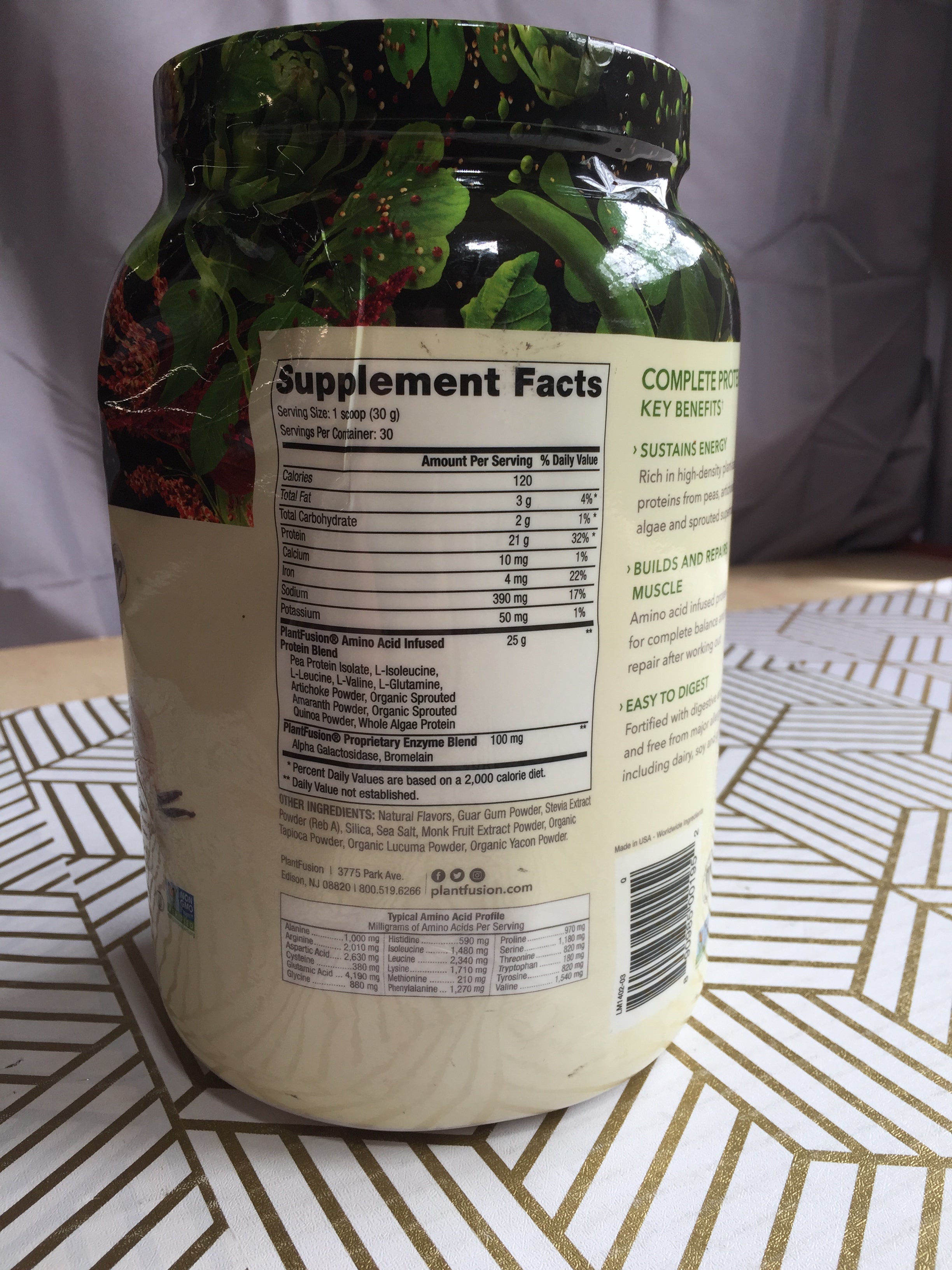 Plantfusion Complete Vegan Protein Powder Vanilla Bean 2 Lbs