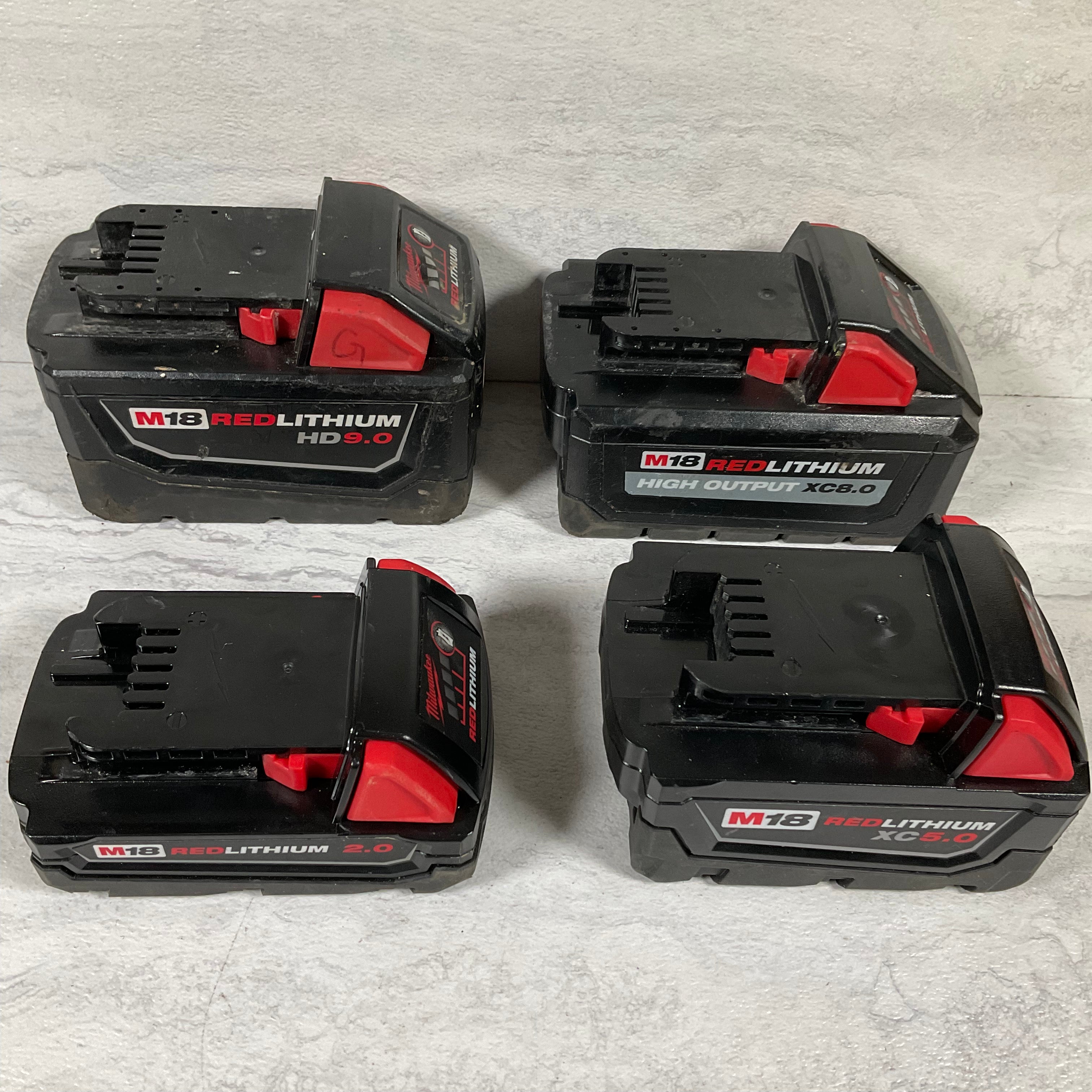 (4) FOR PARTS, MILWAUKEE M18 batteries, 2.0, XC5.0, XC8.0, HD9.0 (7198002315502)