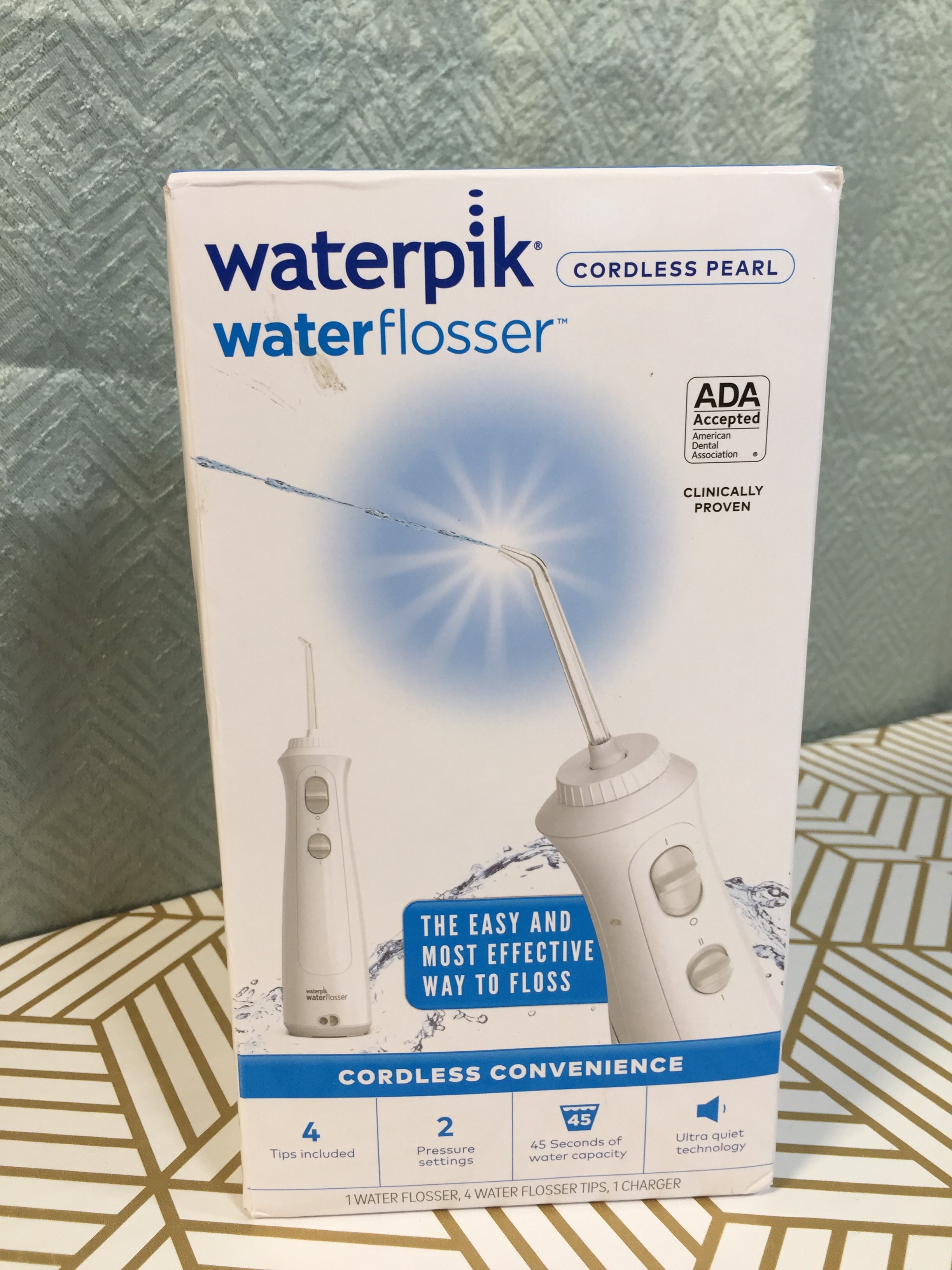 Waterpik Cordless Pearl Rechargeable Portable Water Flosser - WF-13 White (7656117633262)