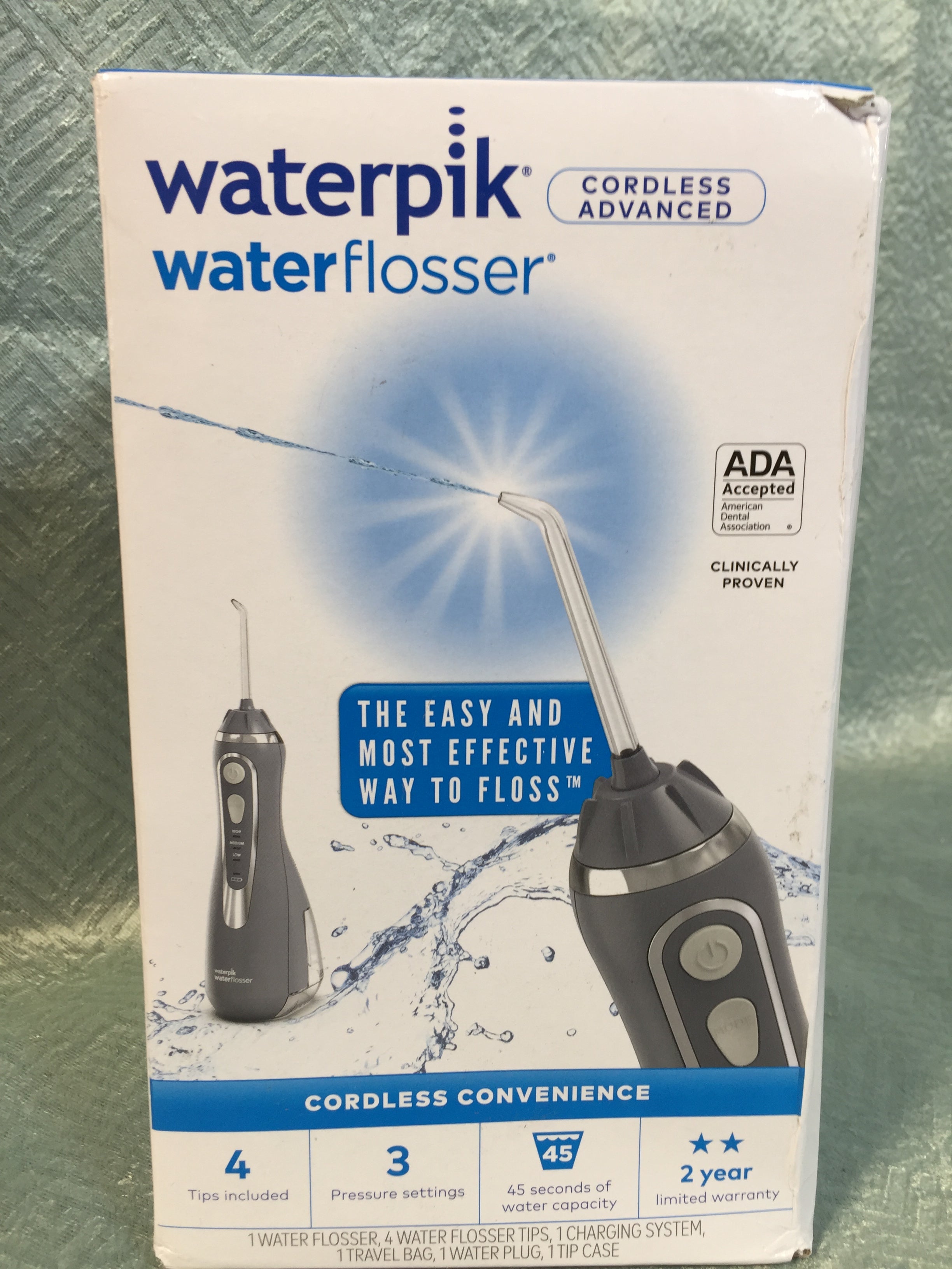 Waterpik Cordless Advanced Water Flosser Portable, Waterproof, Gray WP-567 (7740287877358)