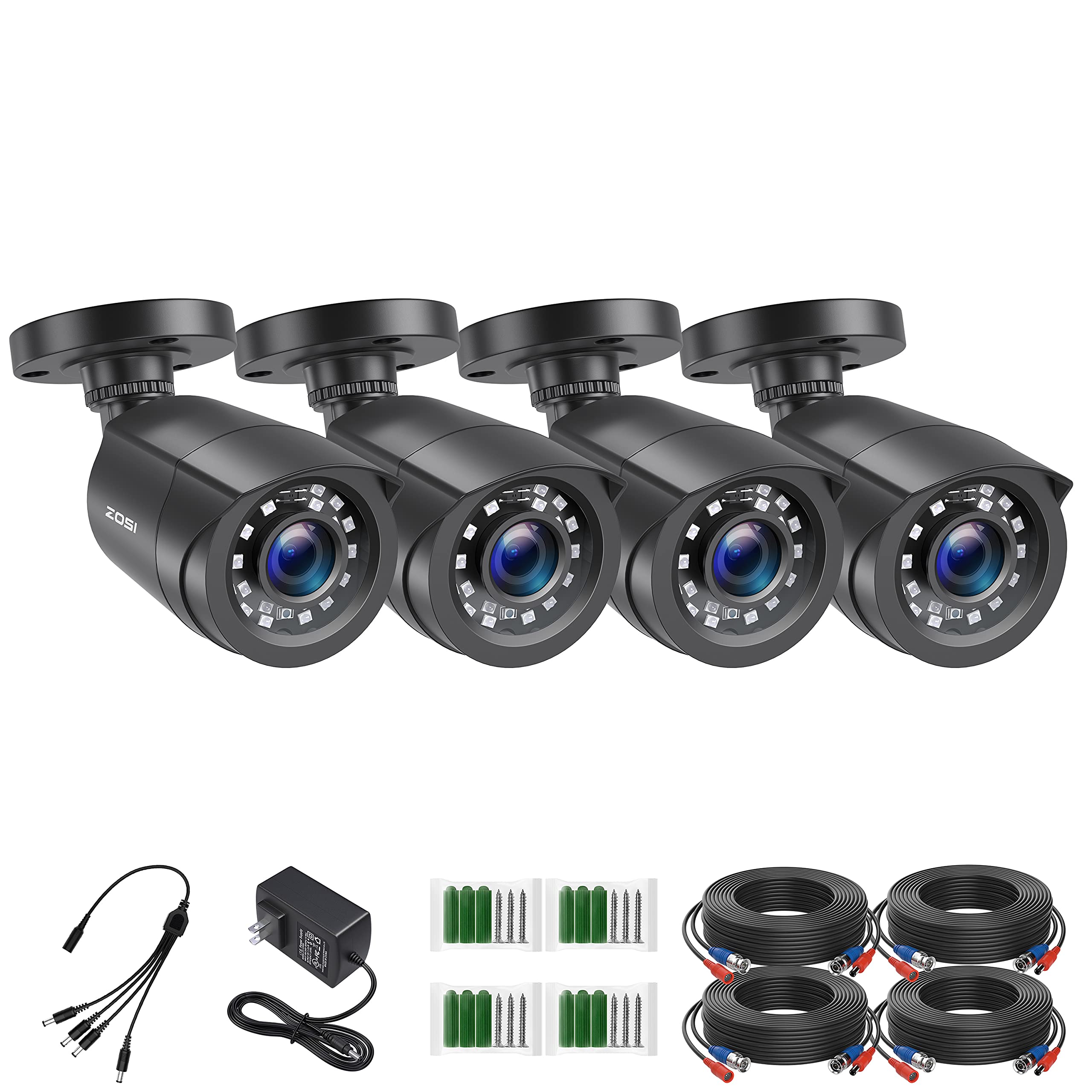 ZOSI 4 Pack 2MP HD-TVI Home Security Camera Outdoor Indoor 90View Angle (7454305845486)