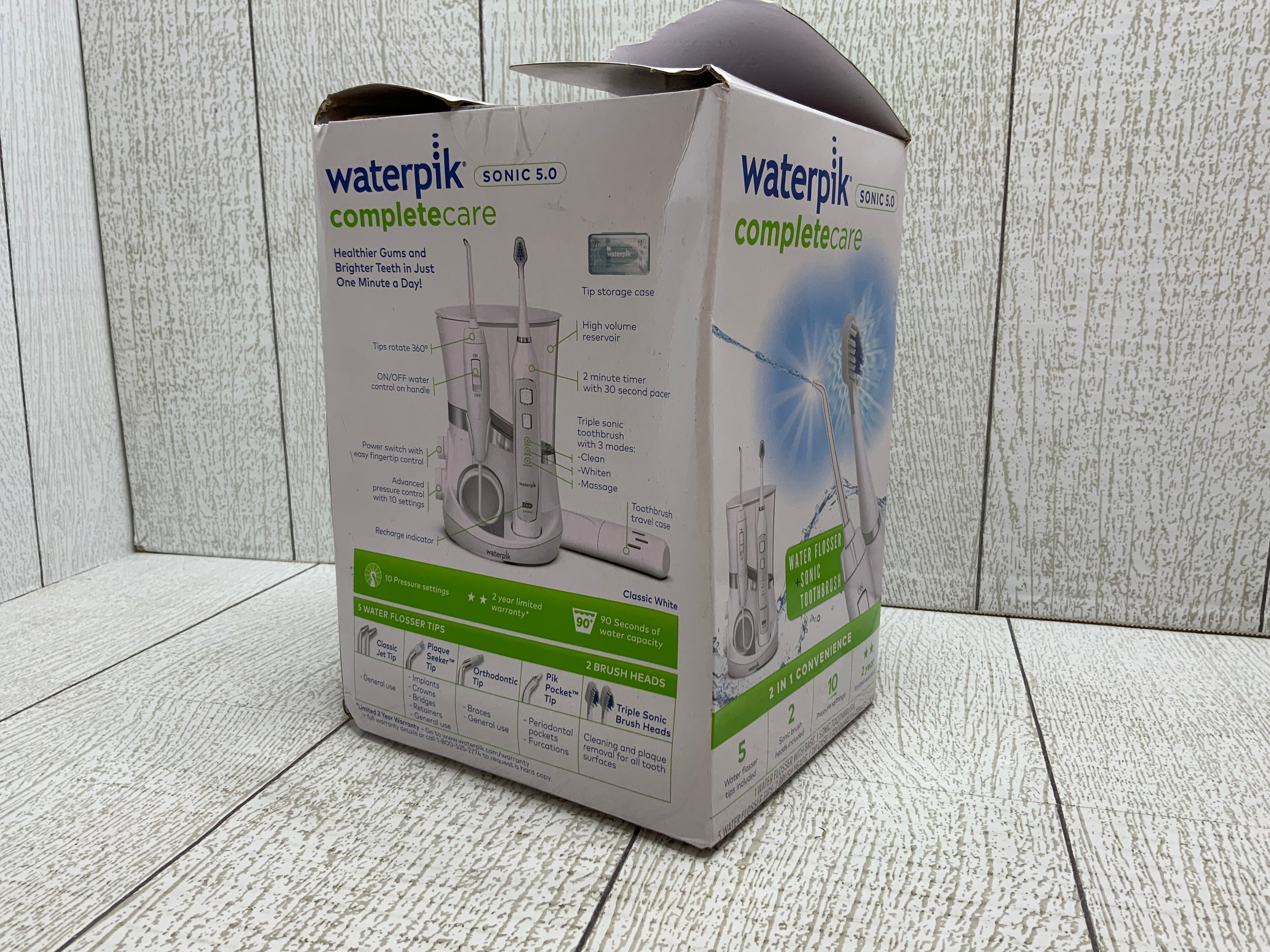 Waterpik Complete Care 5.0 Water Flosser + Sonic Electric Toothbrush, White (8028724363502)