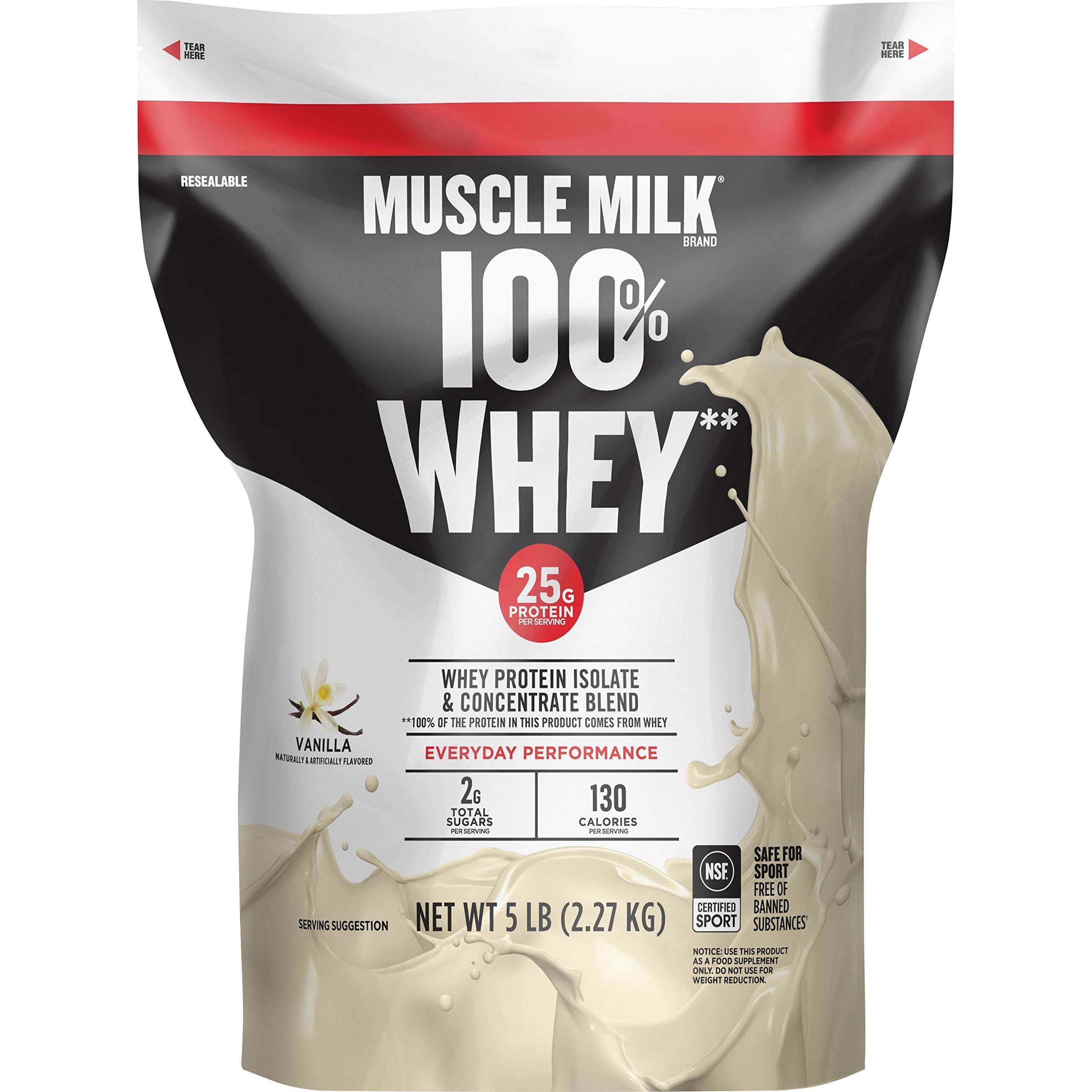 Muscle Milk 100 Whey Protein Powder Vanilla 25g Protein 5 Pound