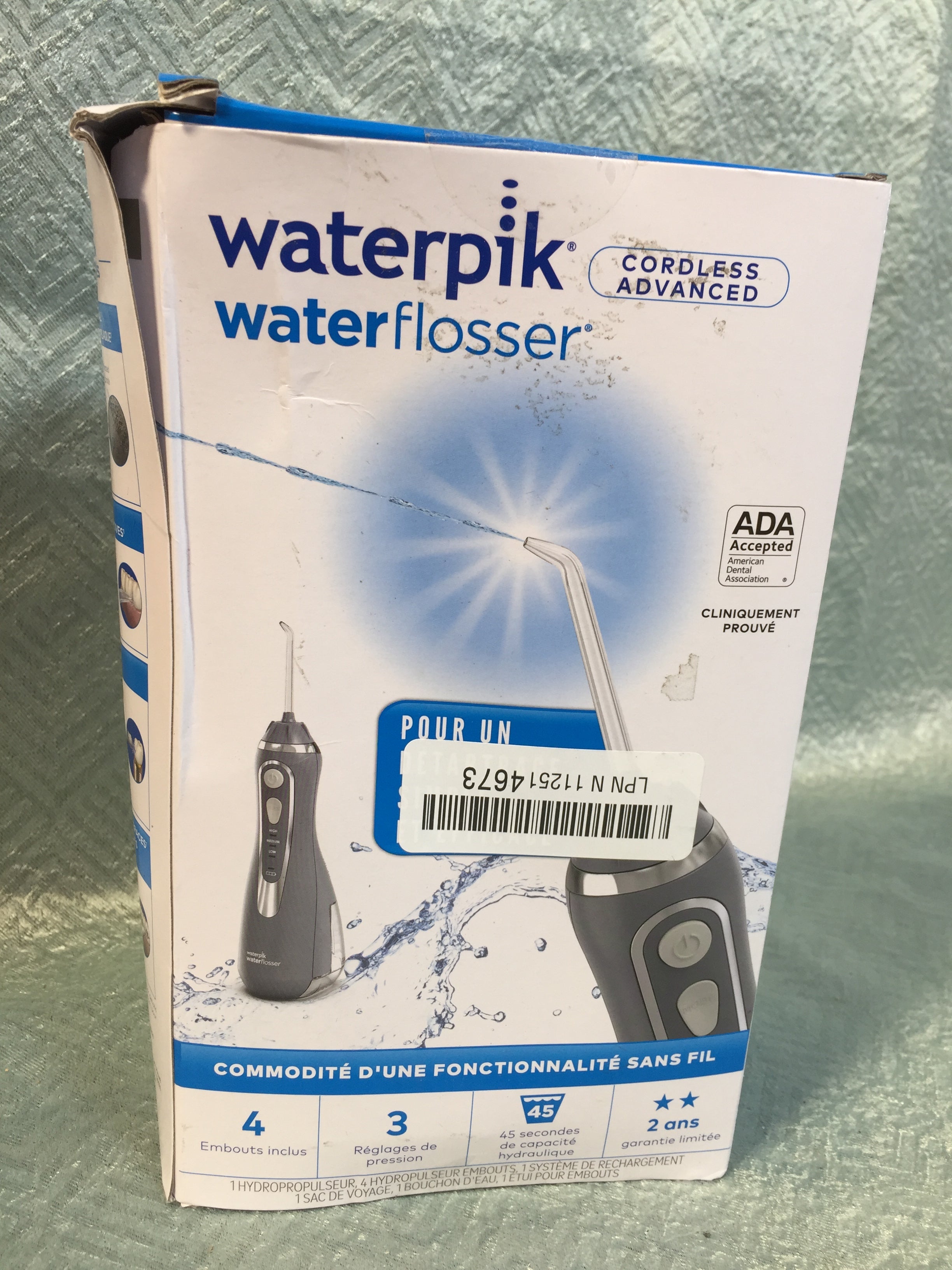 Waterpik Cordless Advanced Water Flosser Portable, Waterproof, Gray WP-567 (7740287877358)