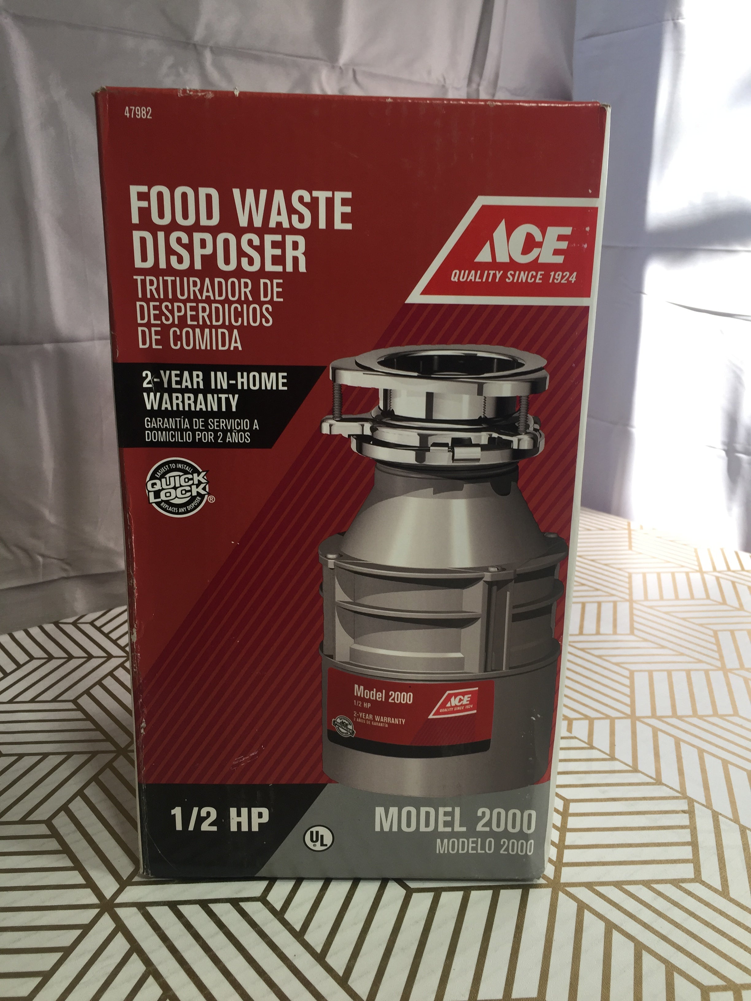 ACE Food Waste Garbage Disposal 1/2 HP Model 2000 - NEW (8026147291374)