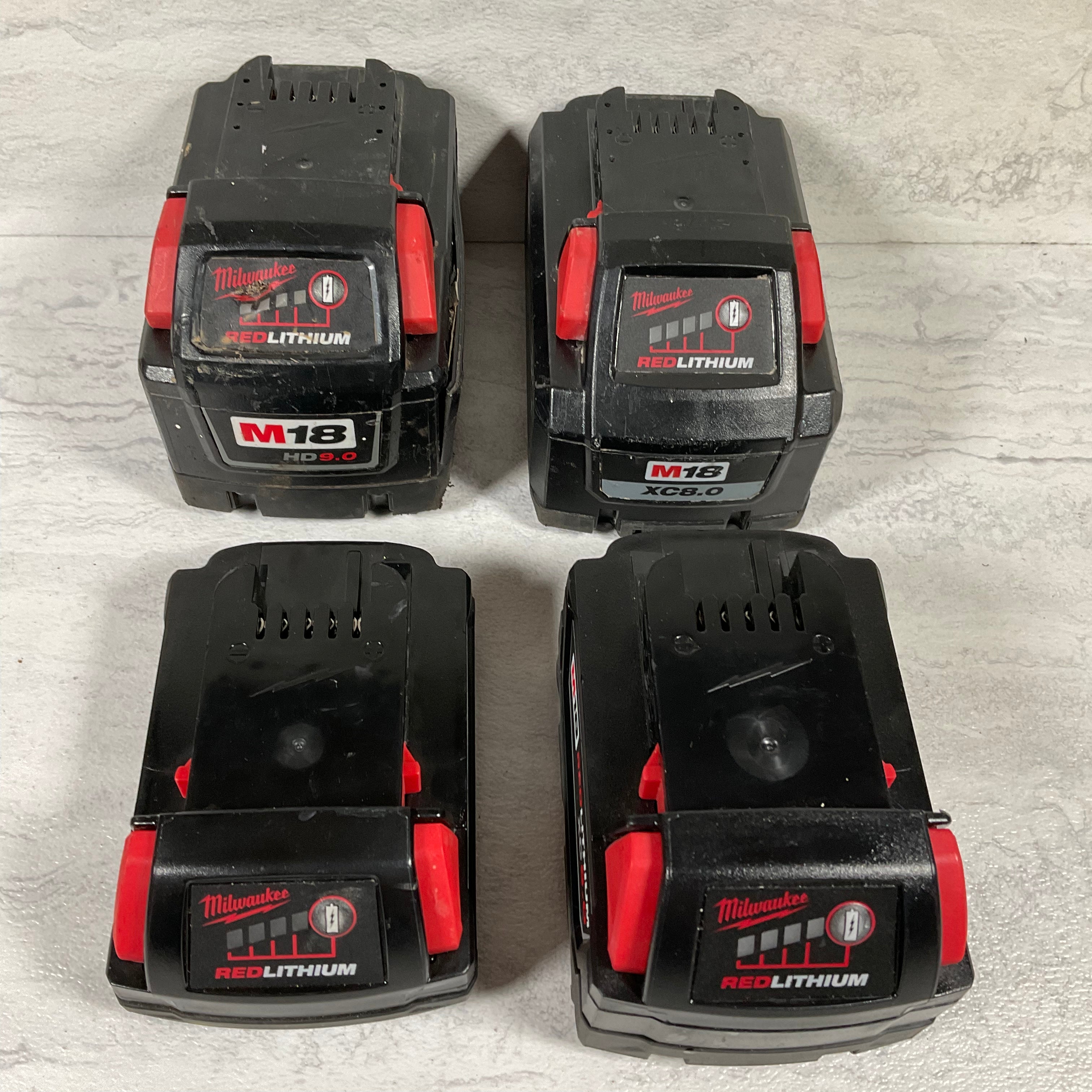 (4) FOR PARTS, MILWAUKEE M18 batteries, 2.0, XC5.0, XC8.0, HD9.0 (7198002315502)