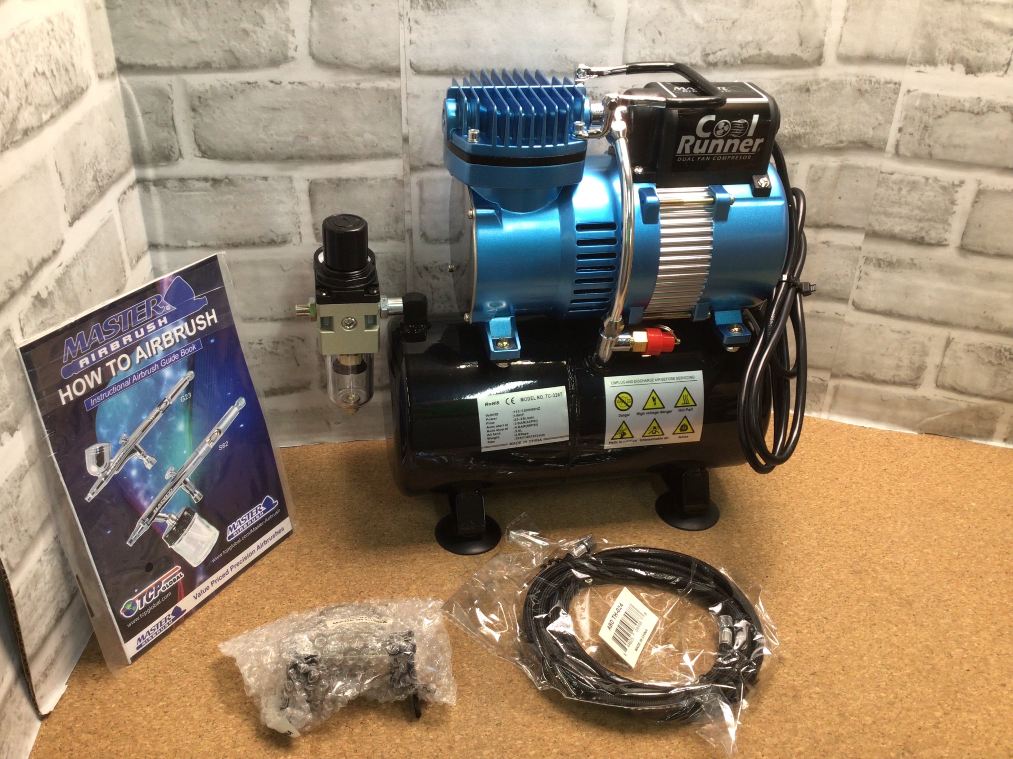 Master Airbrush 15 Hp Cool Runner Ii Dual Fan Tank Air Compressor Kit 5864